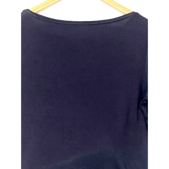 Talbots Women's Black Pima Cotton Tee Shirt Size L 3/4 Sleeve Stretch Goth - Picture 9 of 16